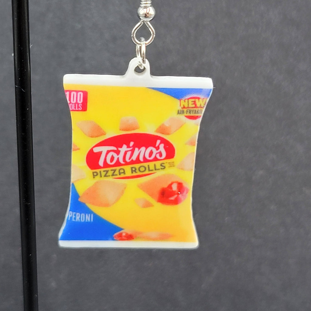 Totino Pizza Rolls Pierced Earrings Fun Food Novelty 1.25"