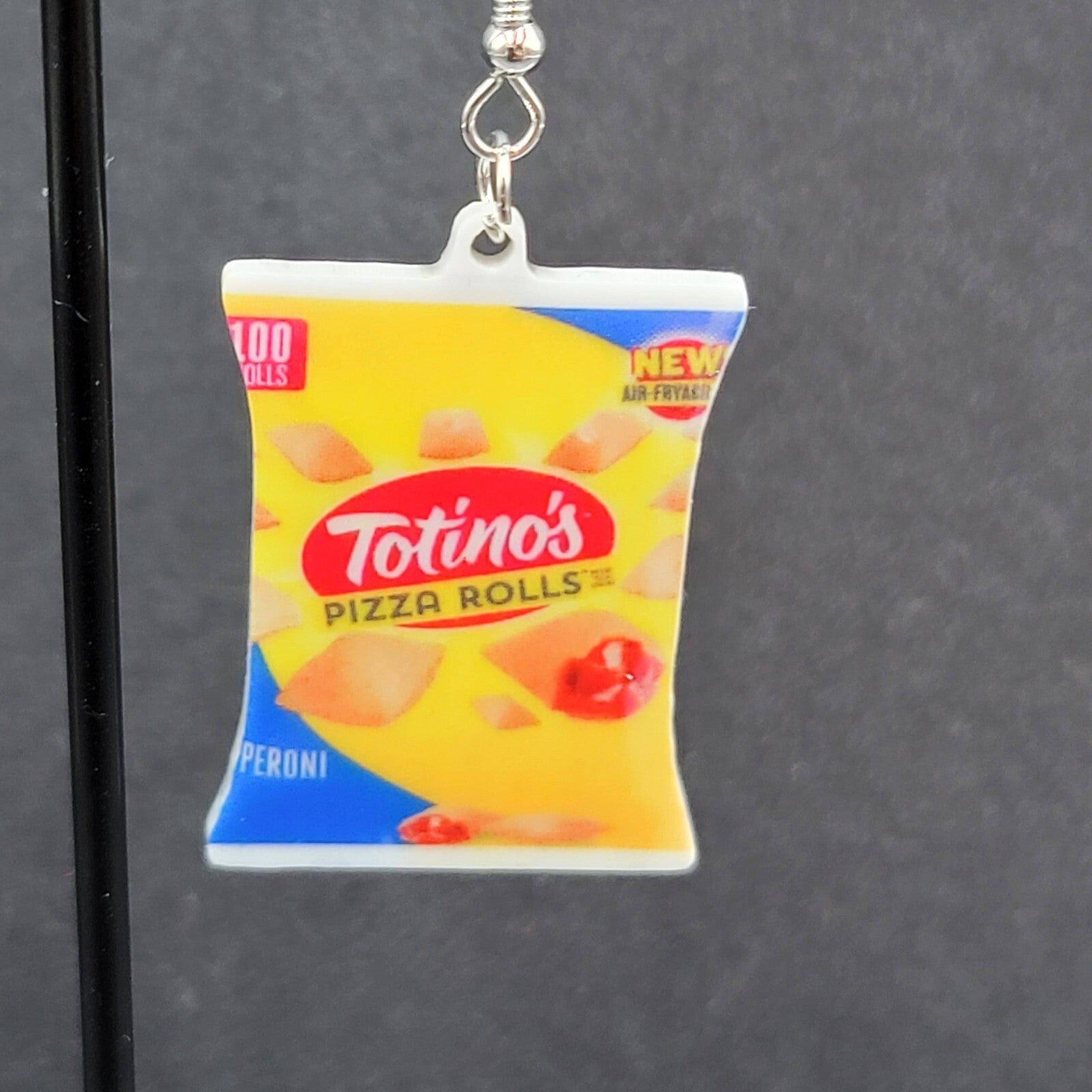 Totino Pizza Rolls Pierced Earrings Fun Food Novelty 1.25"