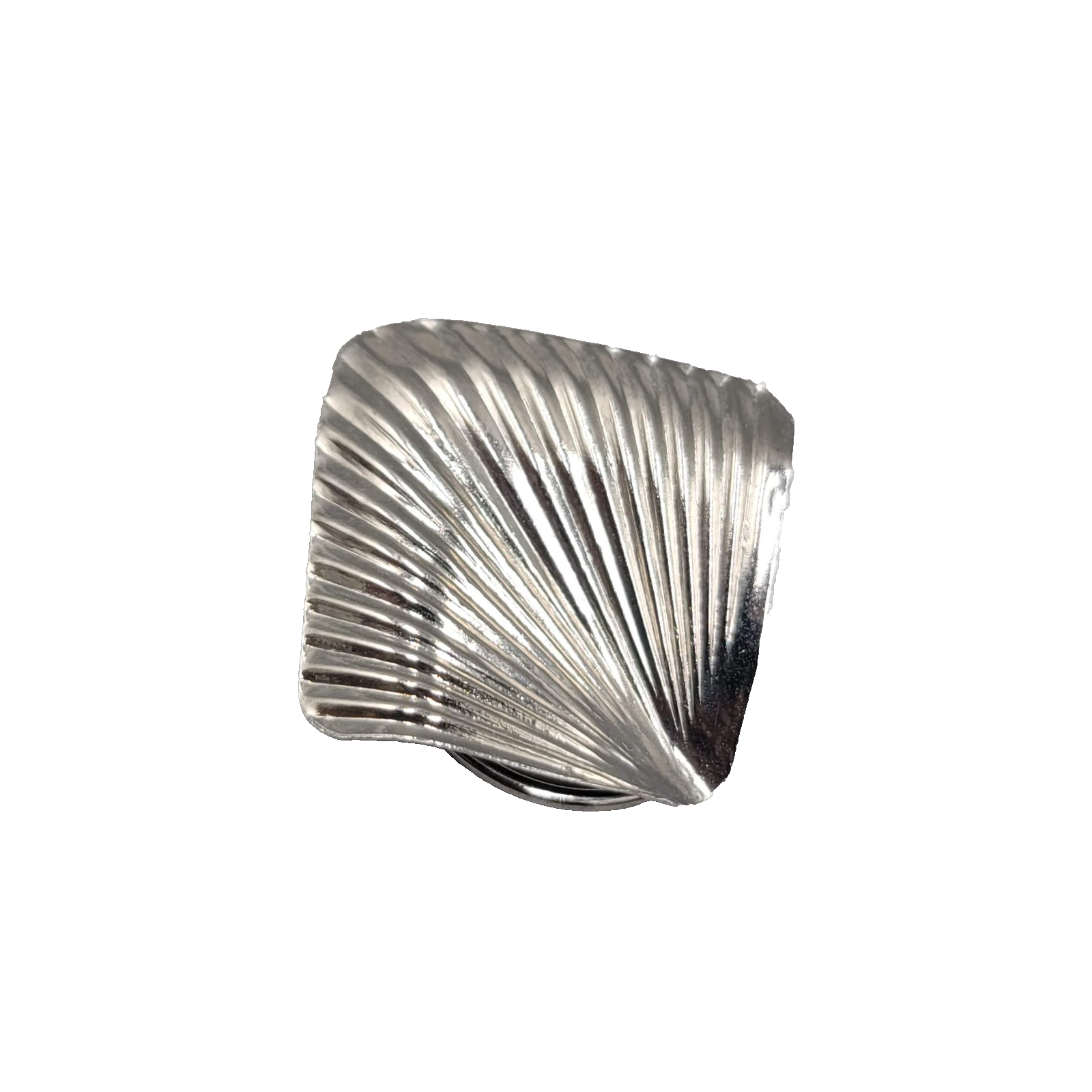 Vintage Scarf Clip Silver tone Shell Design Estate Jewelry 1.5"