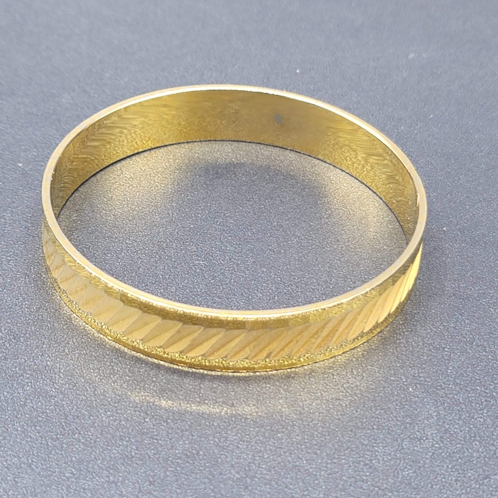 Vintage Bangle Bracelet Gold Plated Etch Design 8" x 1/2"