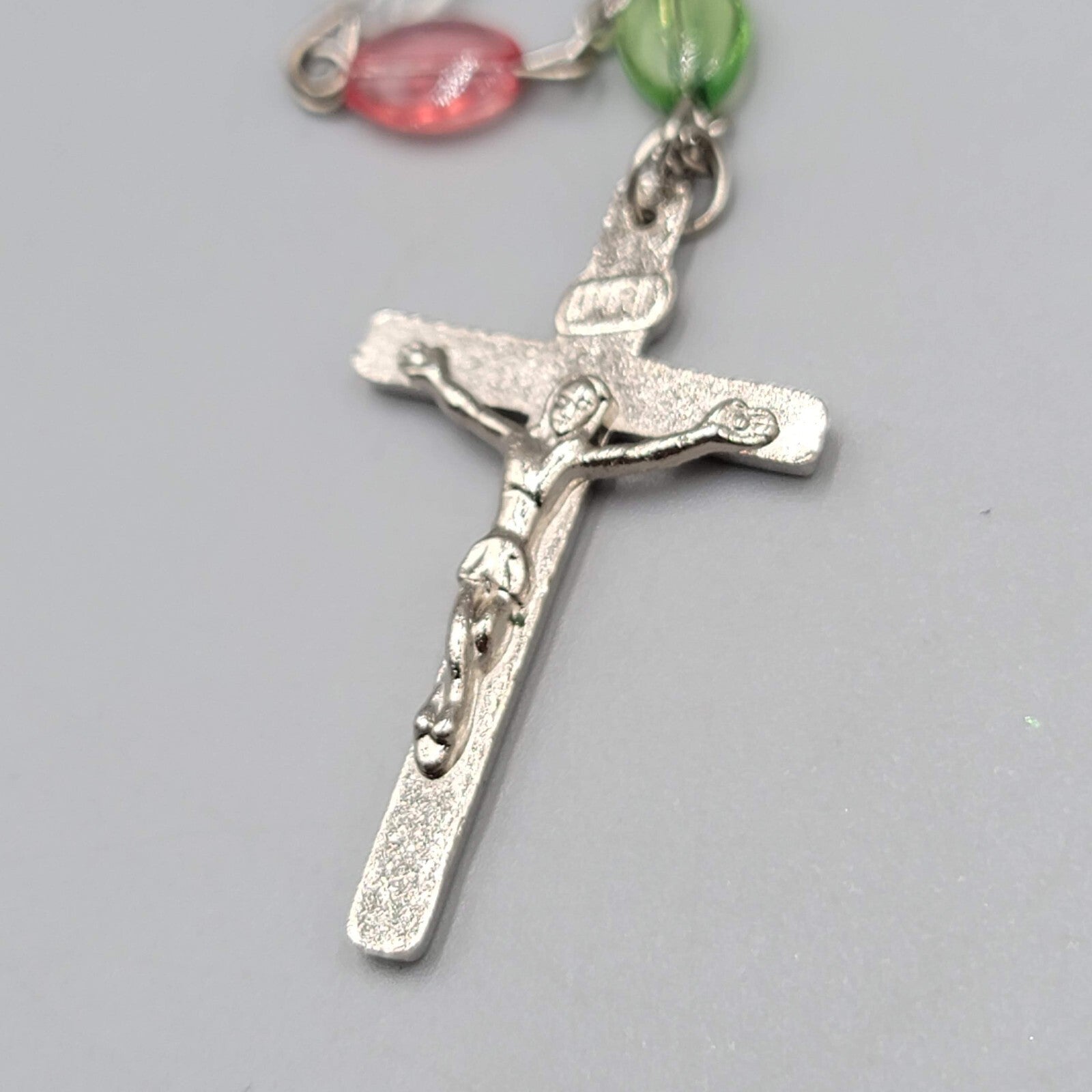 Catholic Rosary Crucifix Multicolor Translucent Plastic Beads Silvertone