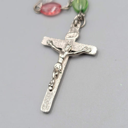 Catholic Rosary Crucifix Multicolor Translucent Plastic Beads Silvertone