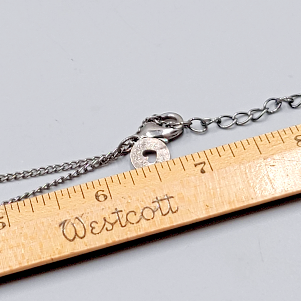 Brand Corazon Gunmetal Gray Necklace Rhinestone Minimalist 14"-16"