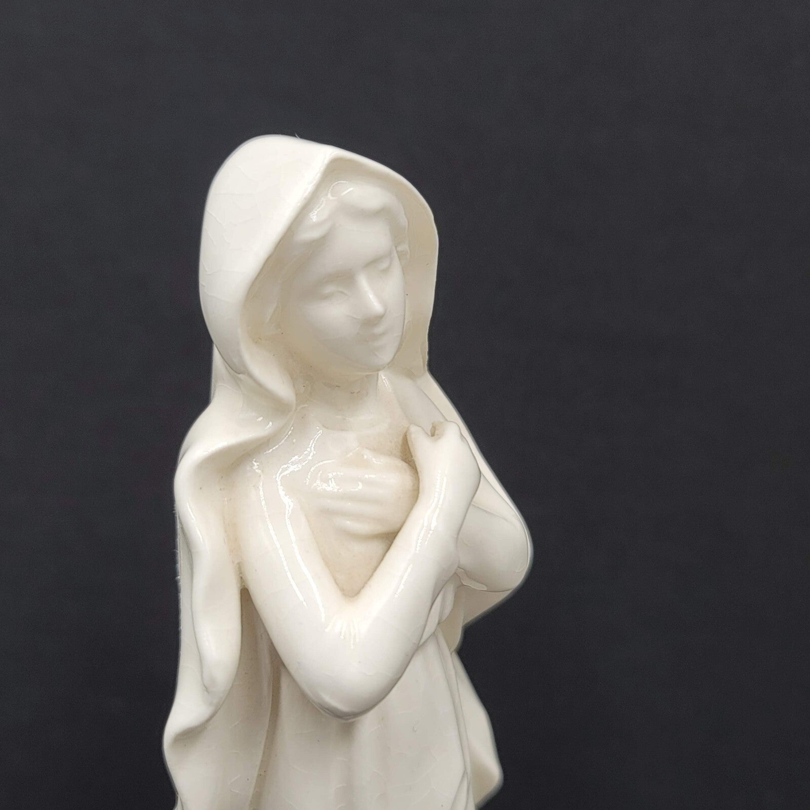 Vintage Ceramic Mother Mary Figurine White 7 in