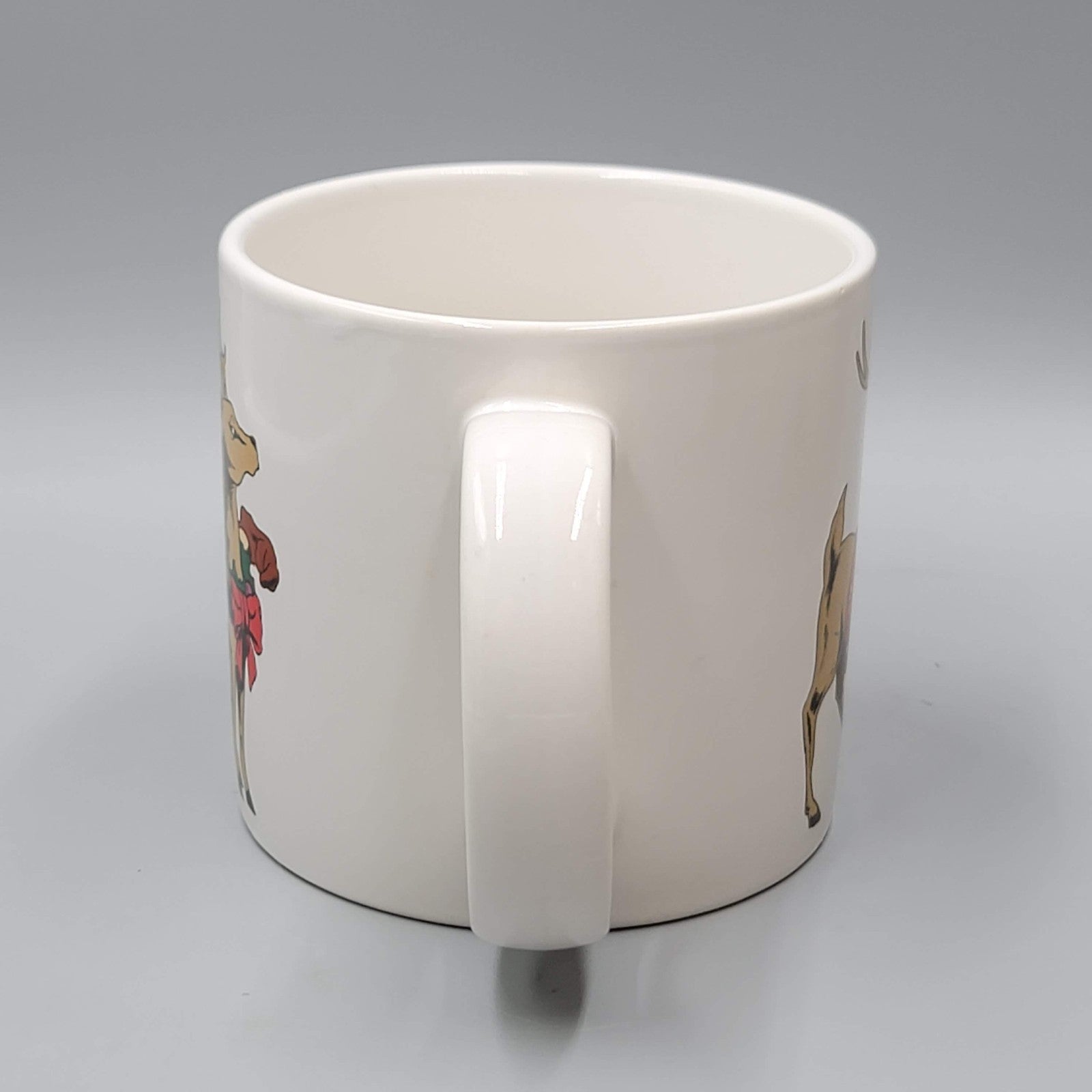 Vintage Inarco Christmas Elves Reindeer Coffee Mug 1988 Korea