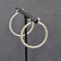 Pierced Earrings Silver tone Wire Twisted Hoops 1.25"