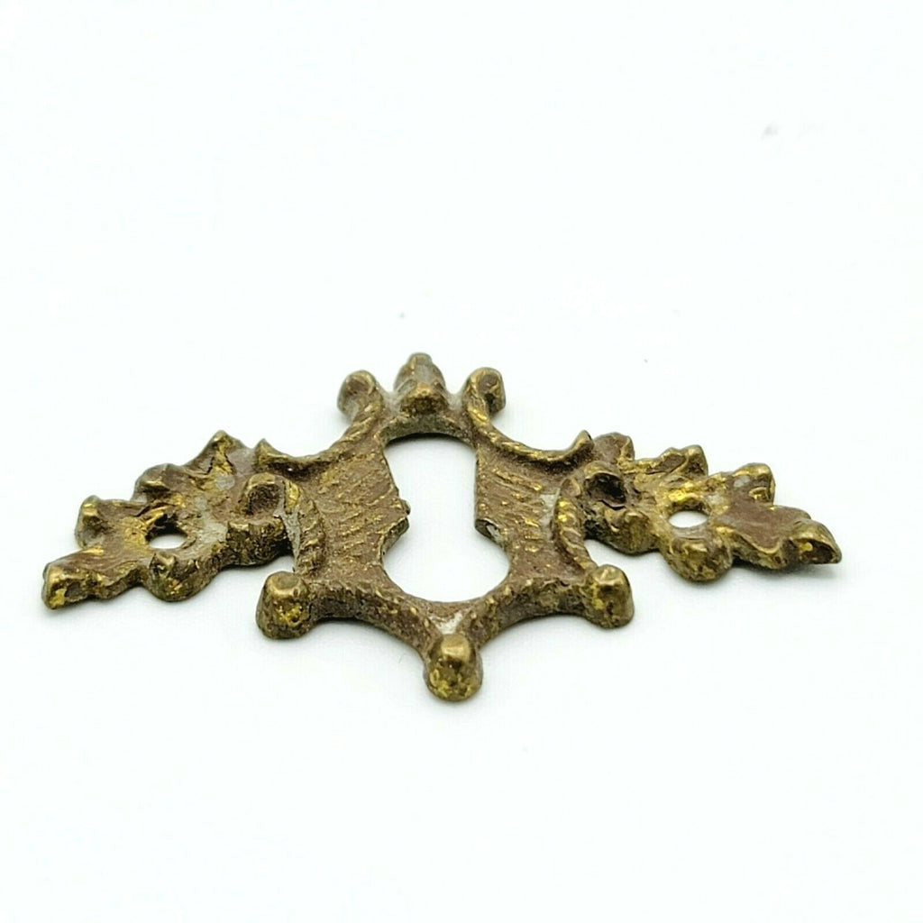 SINGLE Vintage Brass Skeleton Key hole Escutcheon 1 3/4" x 1 1/16"