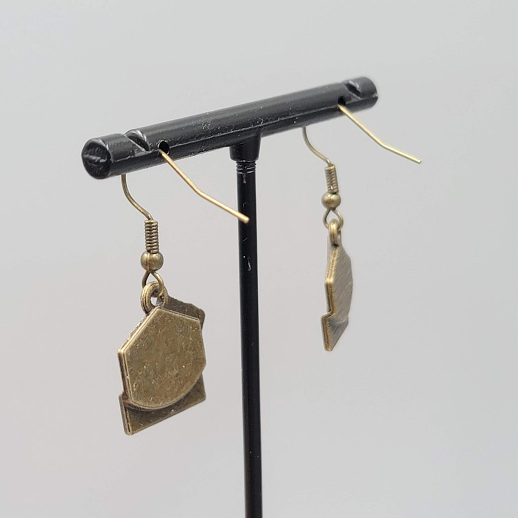 Love Note Pierced Earrings Bronze tone Dangle Embossed 3/4"