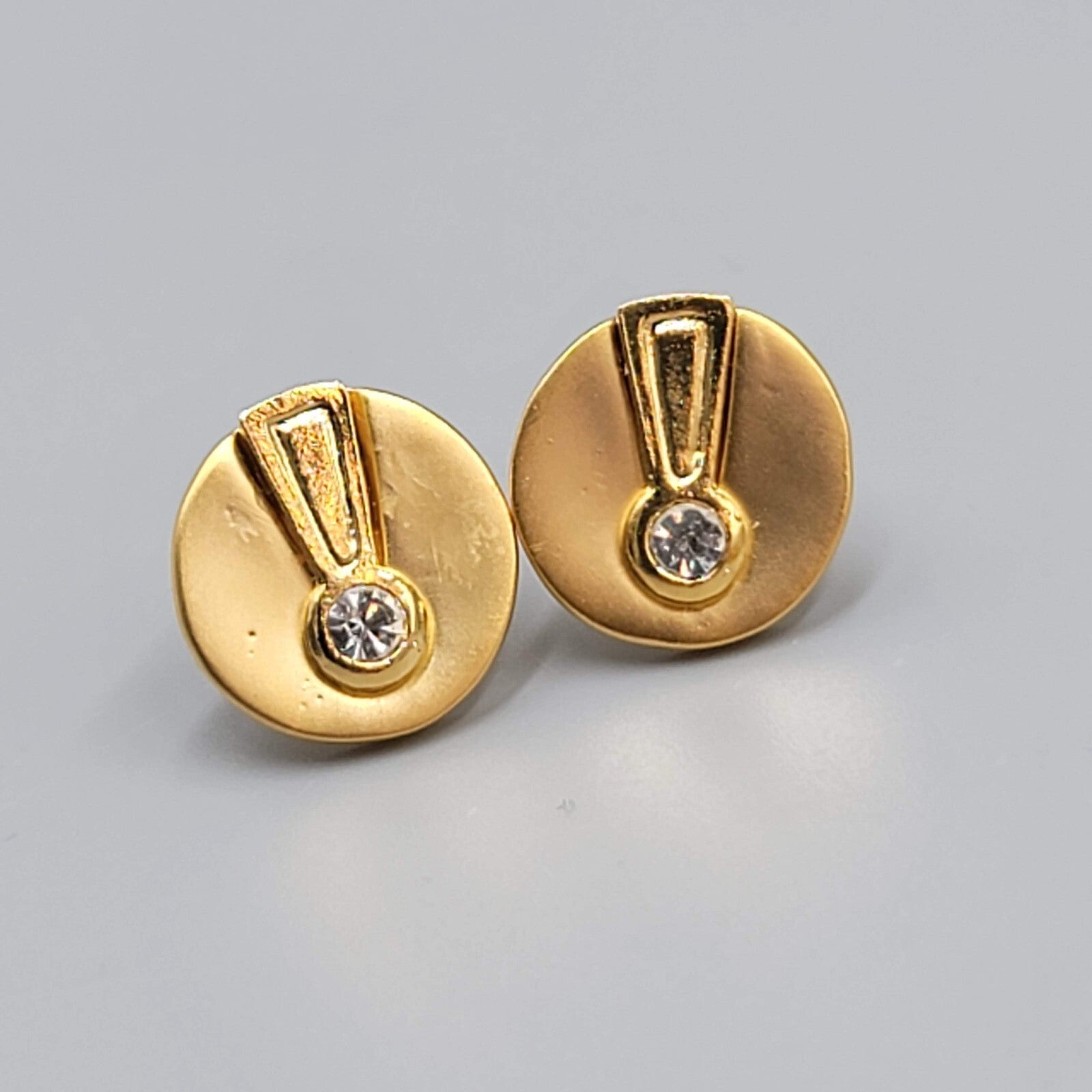 Stud Pierced Earrings Round Crystal Rhinestone Studs 1/2"