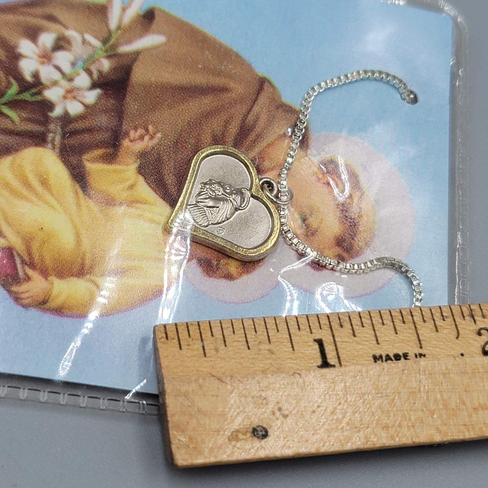 St Anthony Medal Necklace with Prayer Card Silver tone Lot of 5