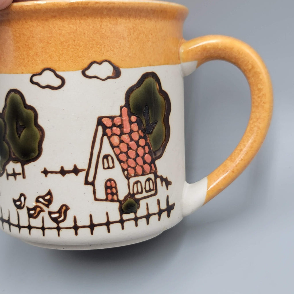 Lefton Coffee Mug Rustic Farm Cows Farmhouse Tea Cup Ceramic Hand Glazed
