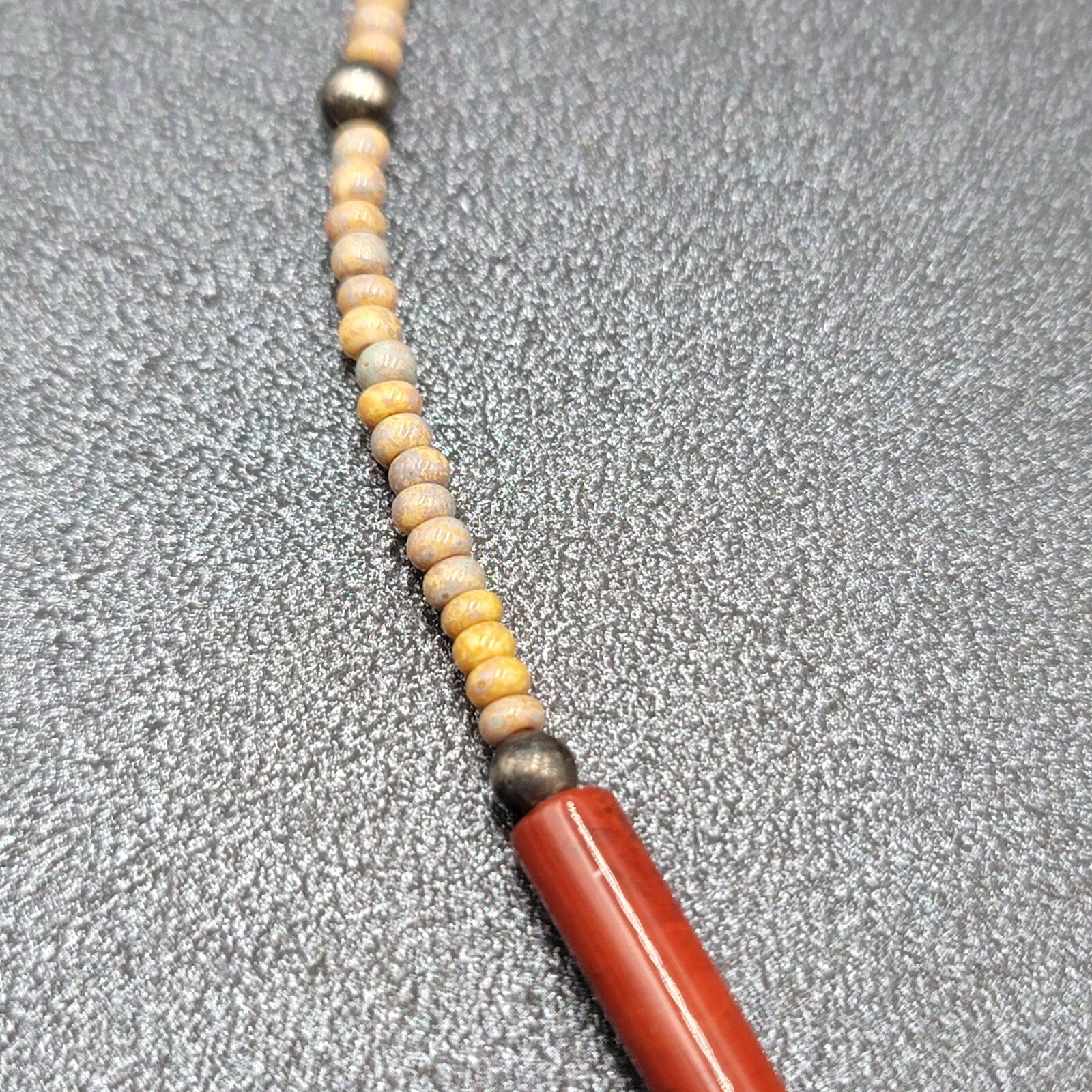 Artisan Necklace Handmade Gemstone Beaded Copper Pendant 20.5" Signed AE