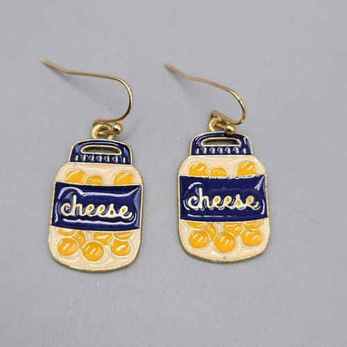 Cheese Puffs Balls Pierced Earrings Gold tone dangle 1"