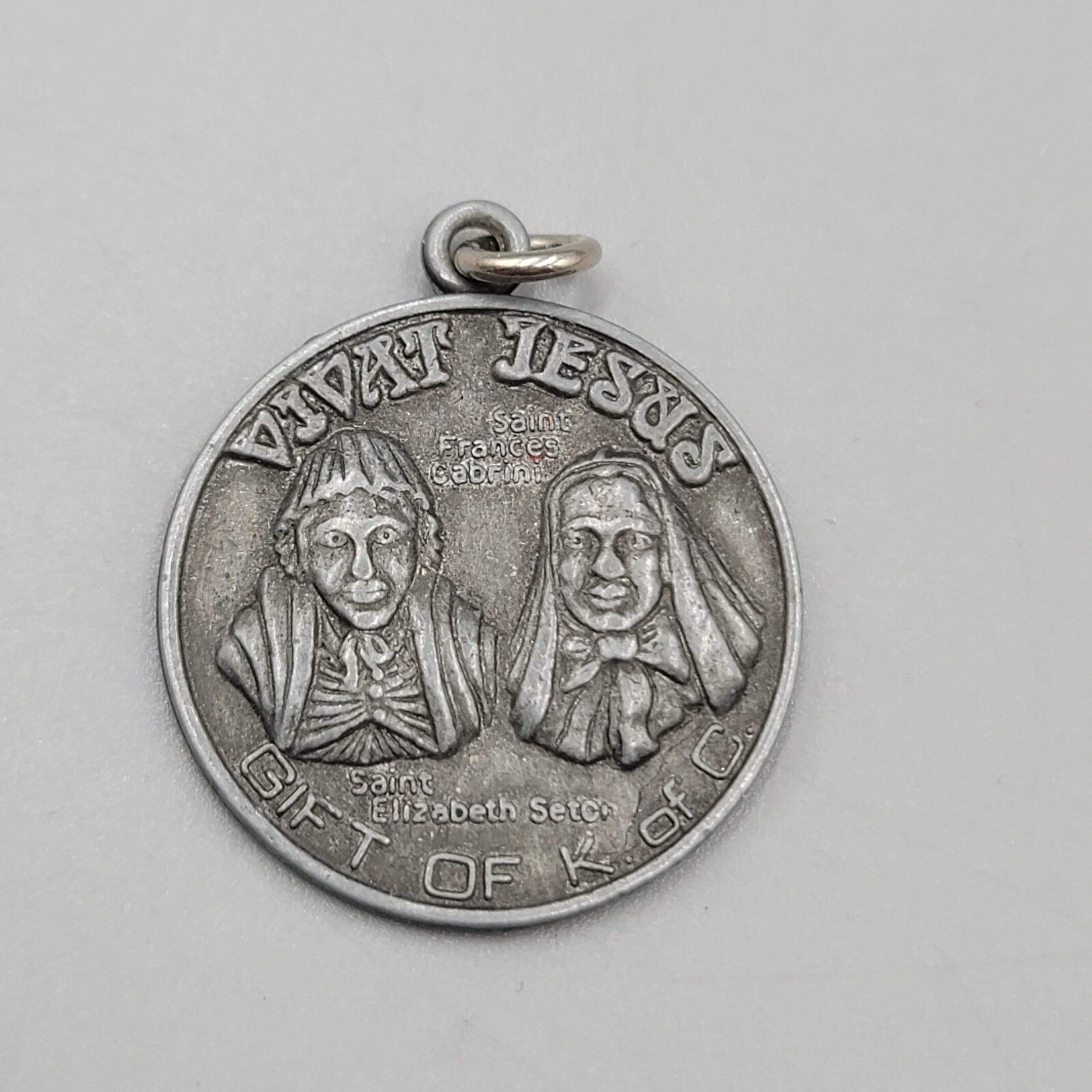 Vintage Catholic Medal Knights of Columbus Vivat Jesus Saint Neumann Cabrini Set