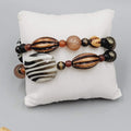 Premier Designs Beaded Stretch Bracelets Set Zebra Striped Brown Set of 2