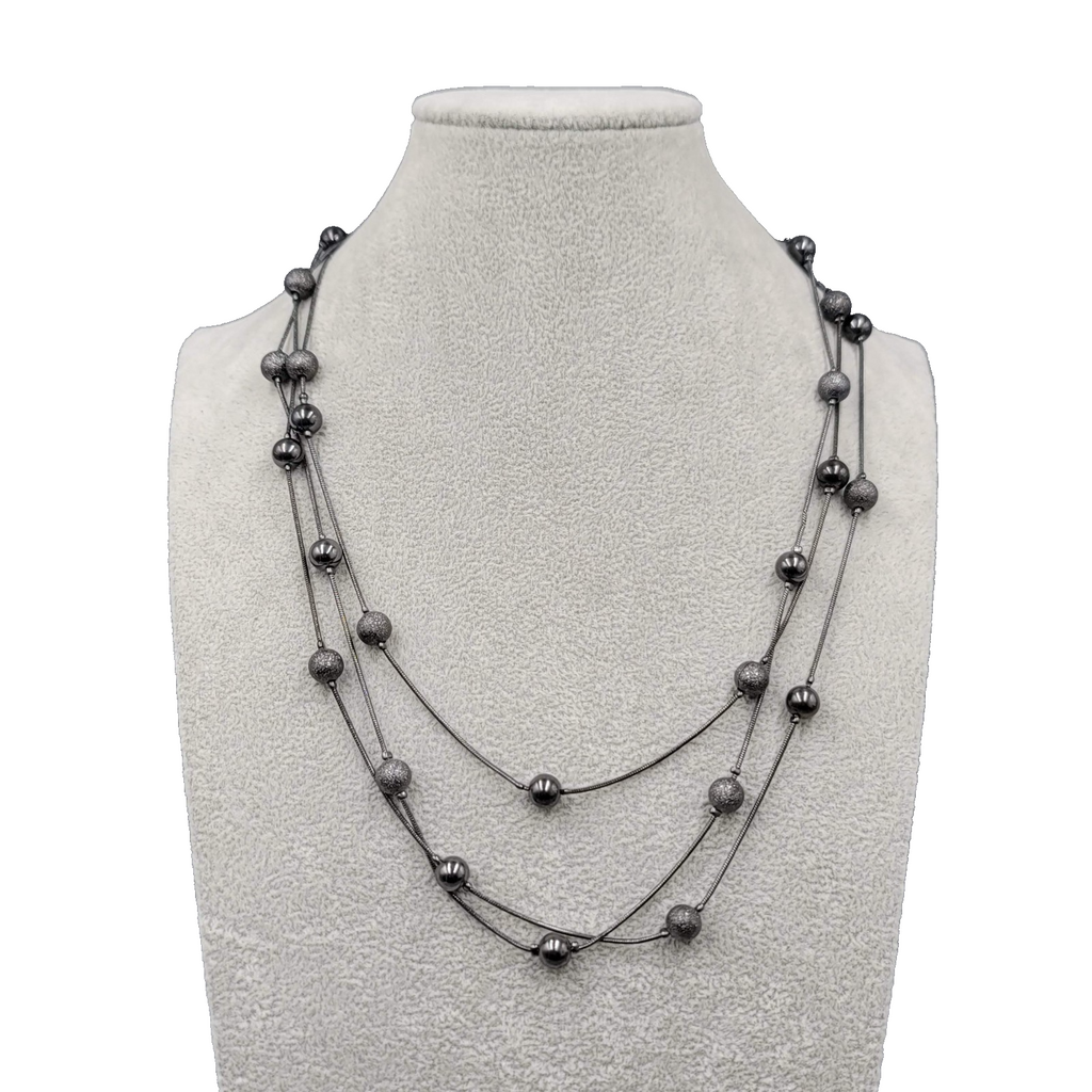 LONG 44 in Black Station Bead Chain Necklace