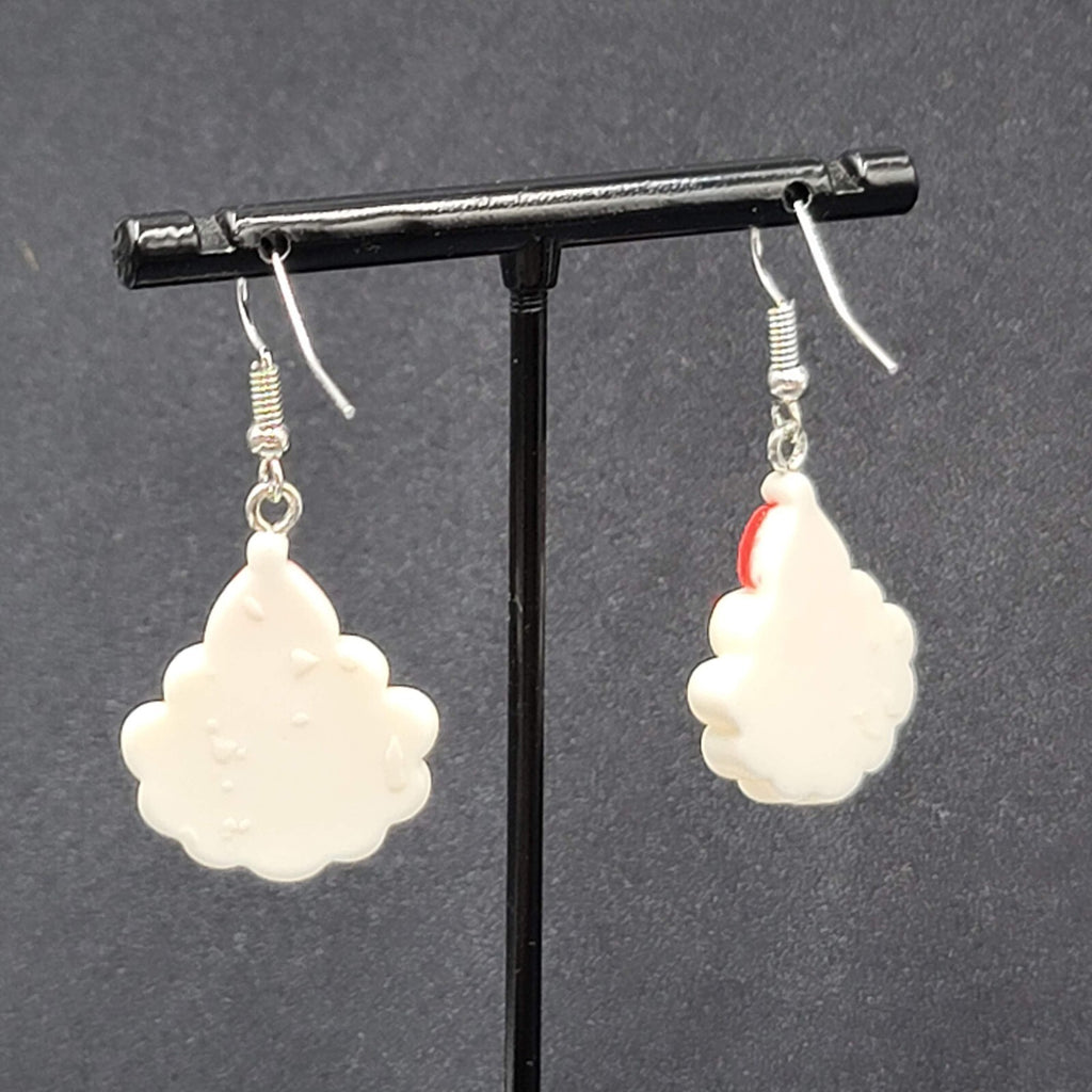 Santa Claus Christmas Pierced Earrings Puffy 3D Dangle 1 1/8"