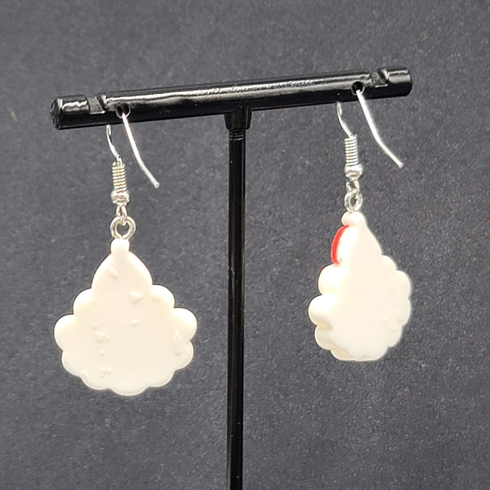 Santa Claus Christmas Pierced Earrings Puffy 3D Dangle 1 1/8"
