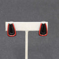 Chicos Clip on Earrings Red Black Enamel Studs 3/4"