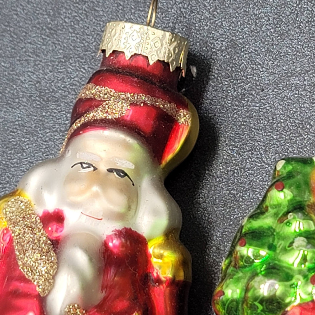 Christmas Blown Glass Ornament Lot of 3 Santa Angel Snowman 4"