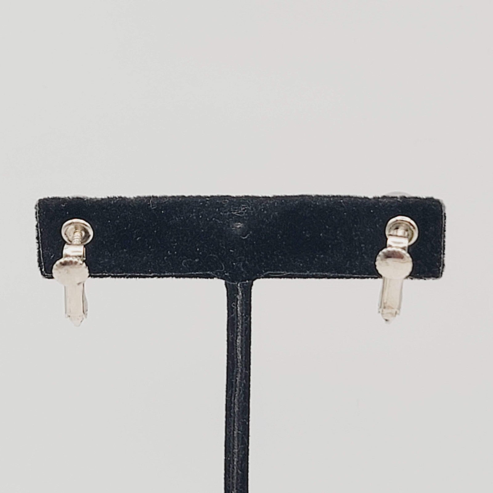 Vintage Ball Stud Clip on Earrings Silver Plated 3/8 in