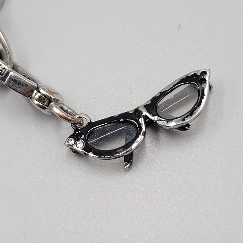 Juicy Couture Charm Bracelet Silver Tone Heart Lock Sneaker Glasses Cocktail 6"