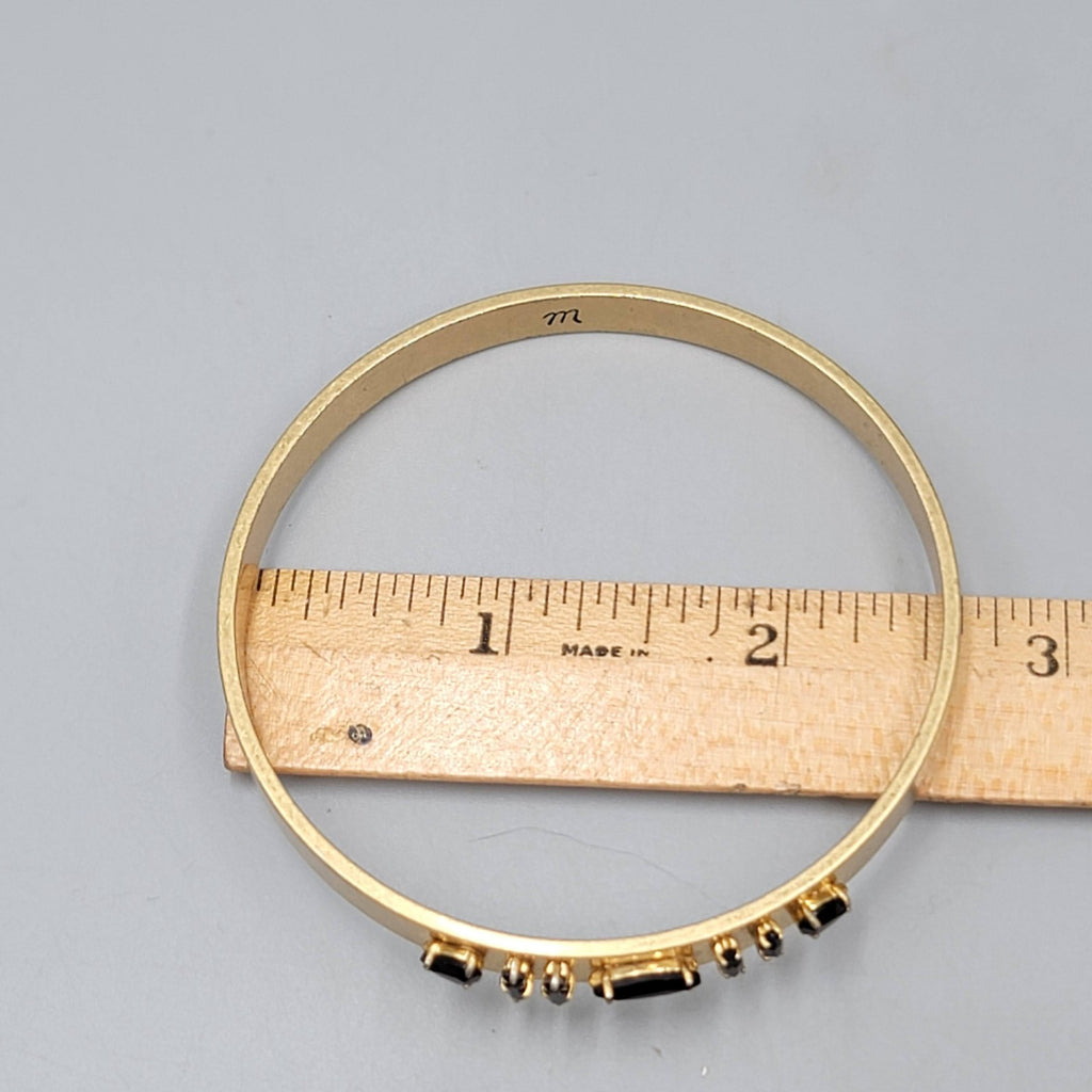 Madewell Gold Tone Black Stone Bangle Bracelet 7.75"