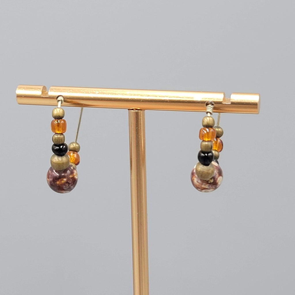 Artisan Clay Beaded Hoops Pierced Earrings 1"
