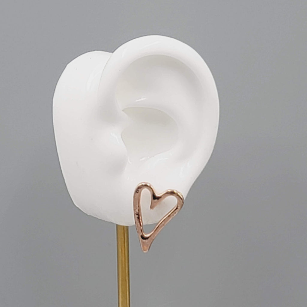 Heart Pierced Earrings Rose Gold tone Drop 7/8"