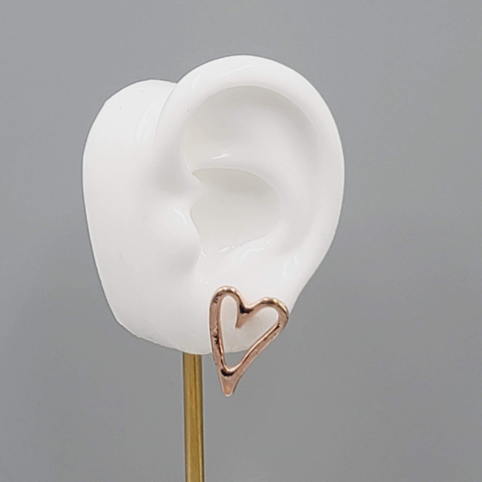 Heart Pierced Earrings Rose Gold tone Drop 7/8"