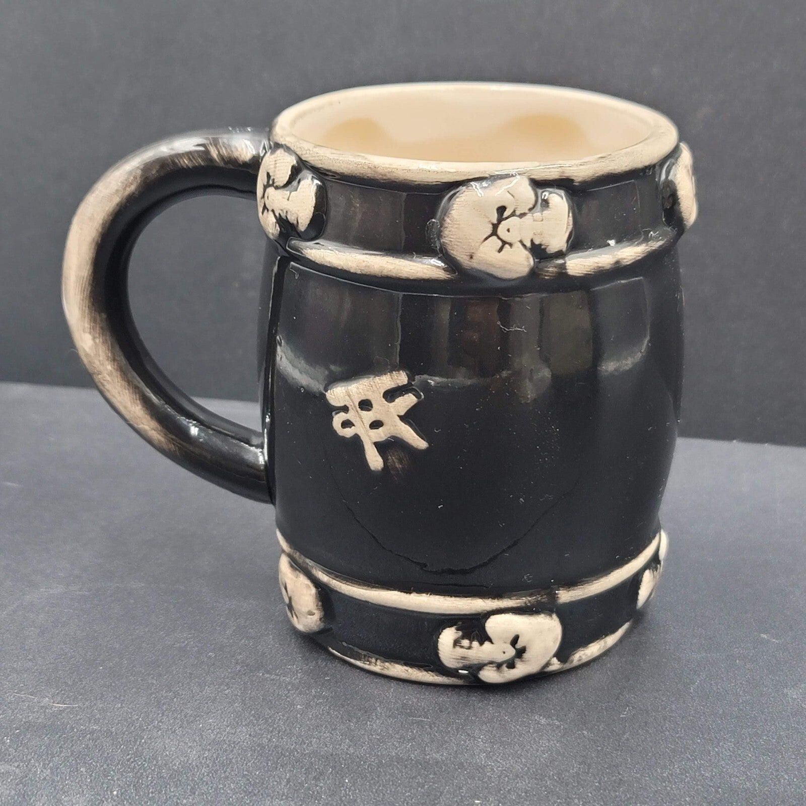 Vintage Pirate Ceramic Glazed Coffee Mug Hand Painted Unsigned Unique 4"