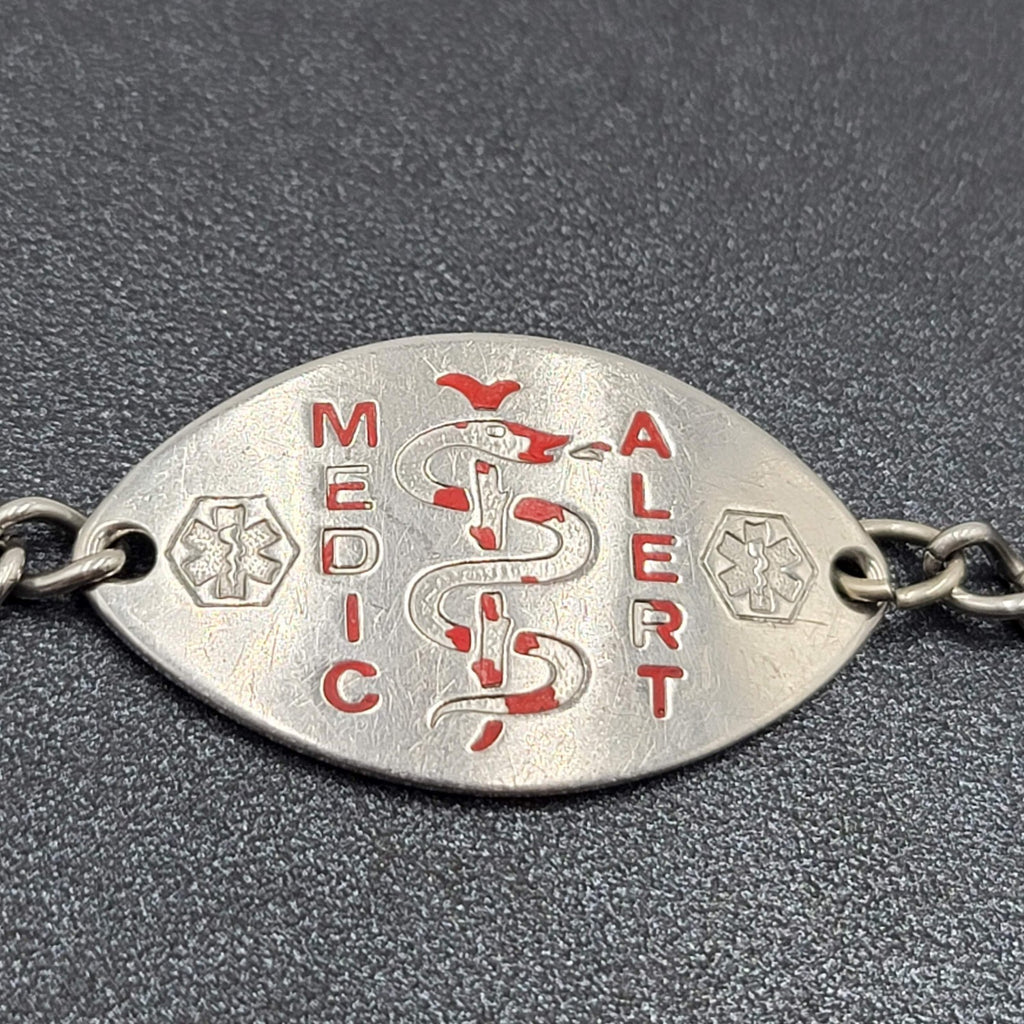 Medical Alert Bracelet Allergy to Tetanus Toxoid Stainless Steel 8.5" Adj