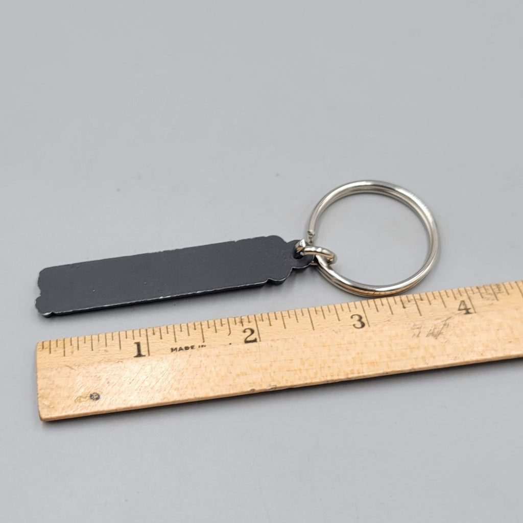 Chrysler Logo Keychain Key Ring Key Fob Black Silver tone Metal