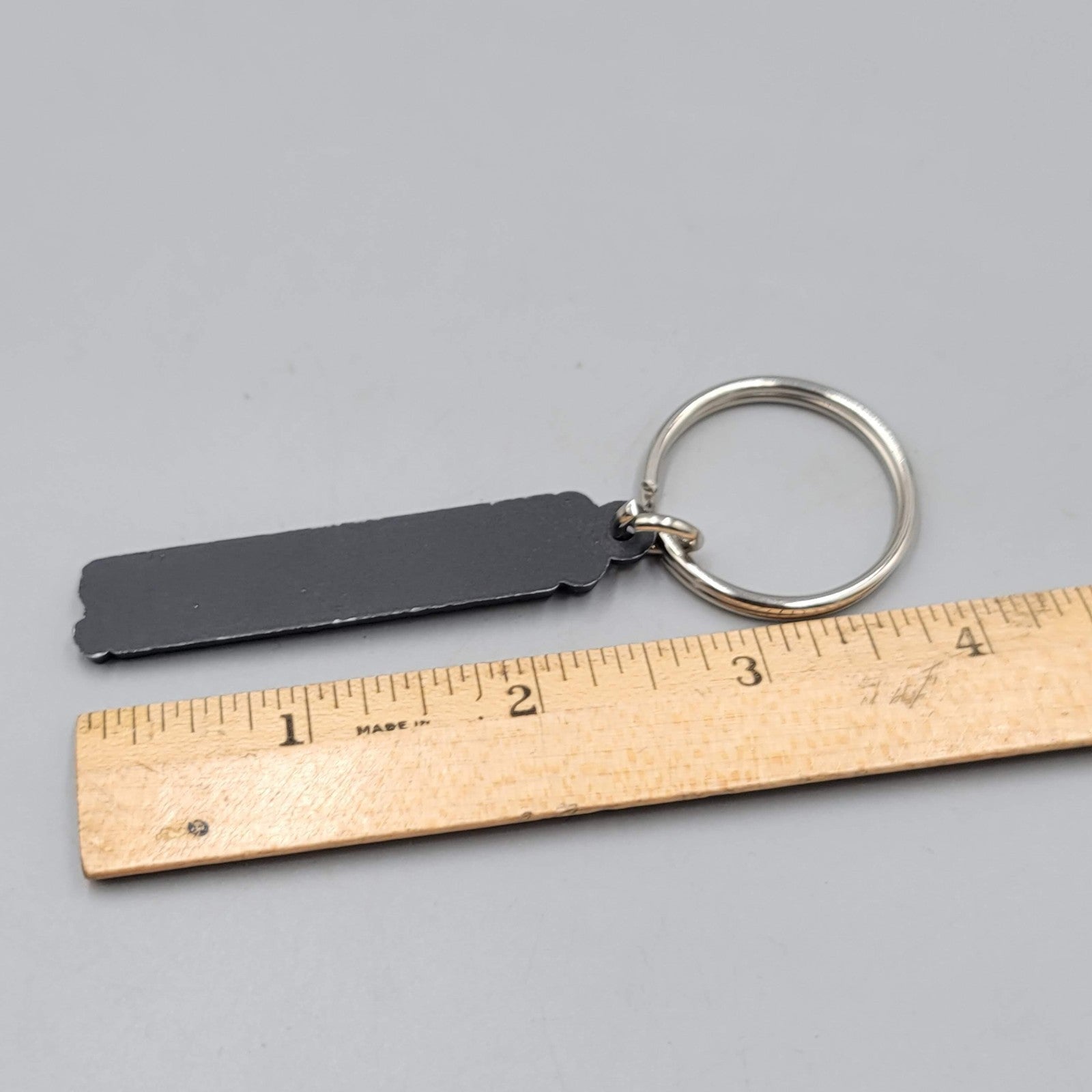 Chrysler Logo Keychain Key Ring Key Fob Black Silver tone Metal