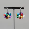 Jingle Bells Pierced Earrings Multi Color Dangle 7/8"