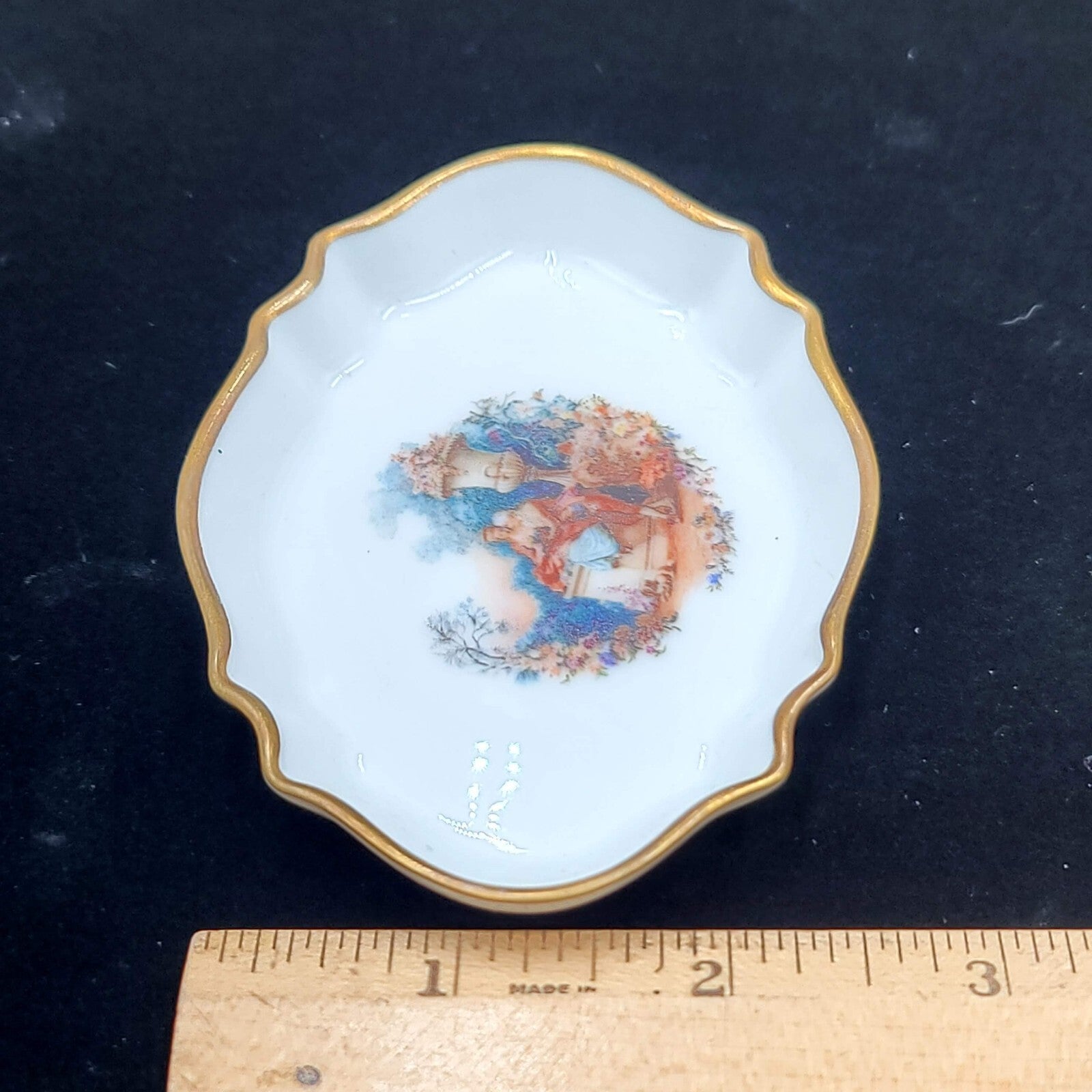Trinket Pin Tray Giraud Limoges France Victorian Couple Hand painted Signed
