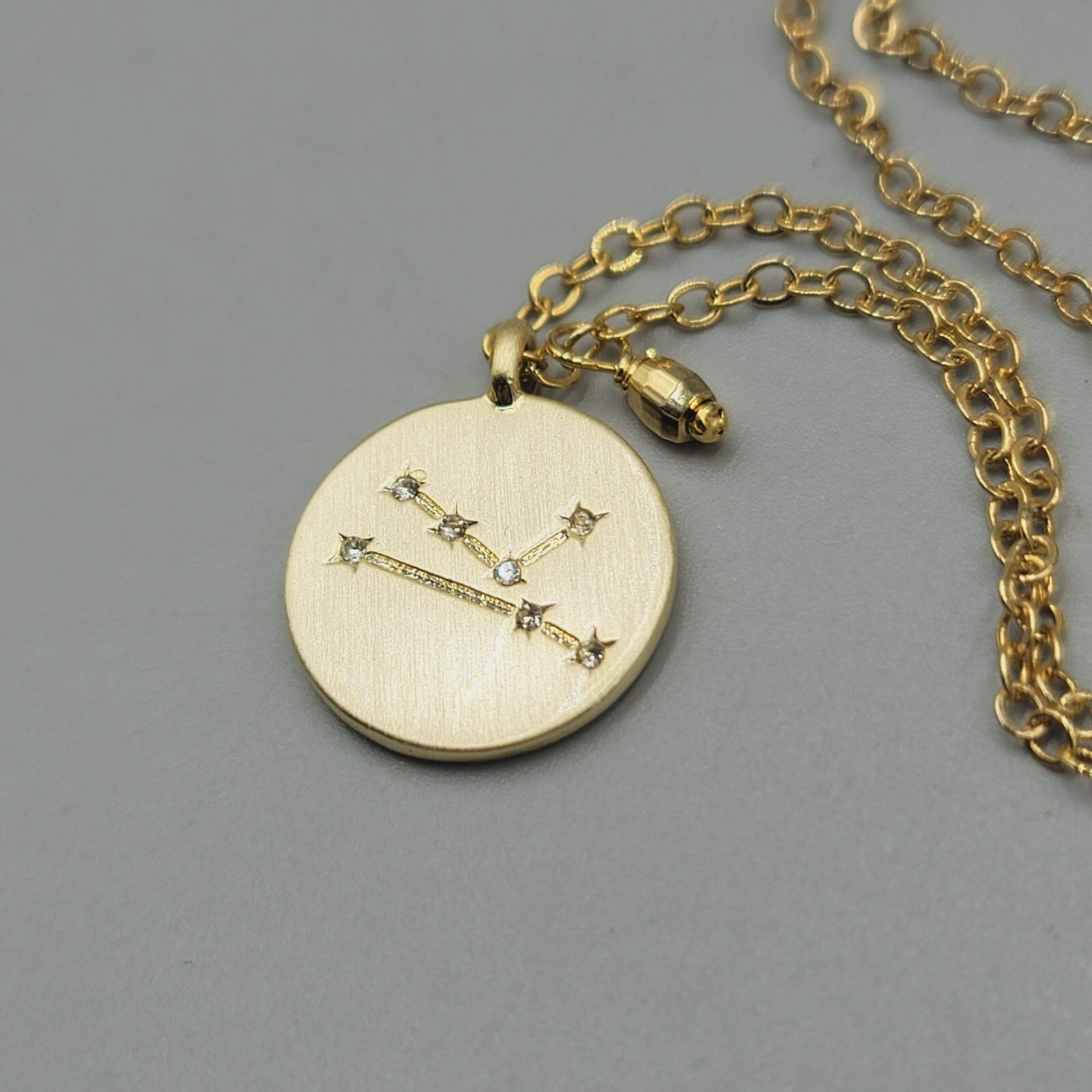 Taurus Necklace Constellation Zodiac Crystal Gold tone 18"