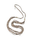 Nakomol Necklace Gray Braided Leather Metallic Seed Beads Long Layered 36 in