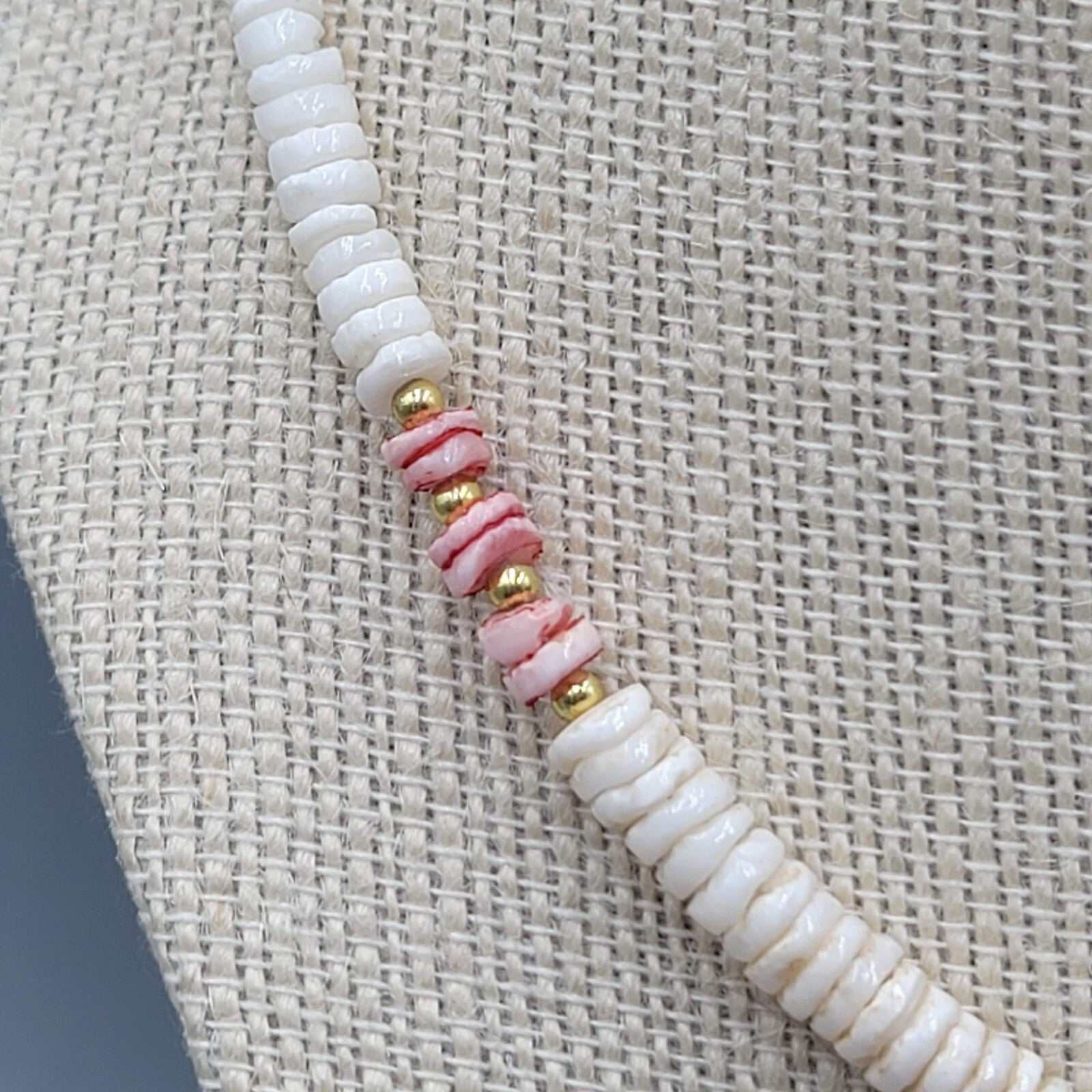 White Shell Mother of Pearl Carved Birds Surfer Beach Bead Beaded Necklace 18"