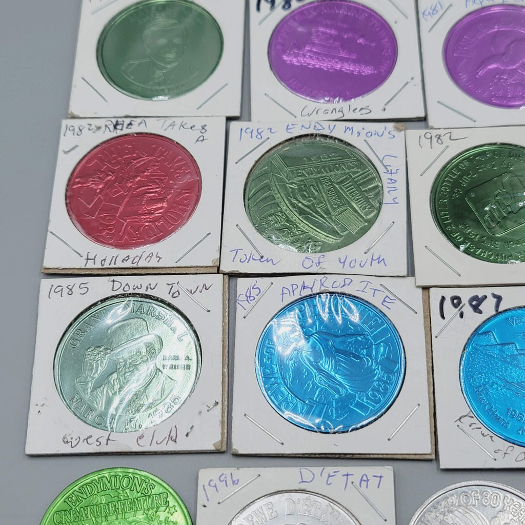Vintage Mardi Gras Doubloons 39 Pcs token Lot Set PGG Charms 1962-2015