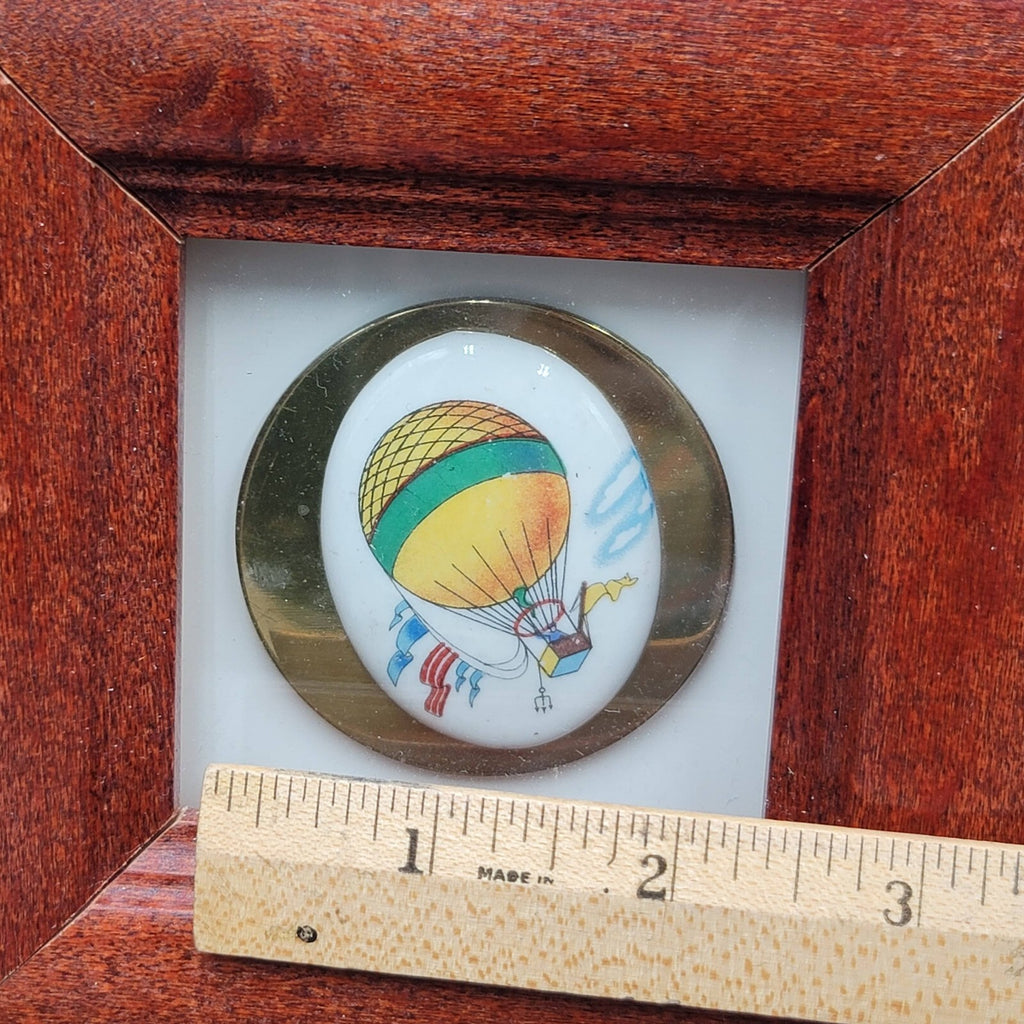 Framed Hot Air Balloons Painted Ceramic Set of 2 Unique