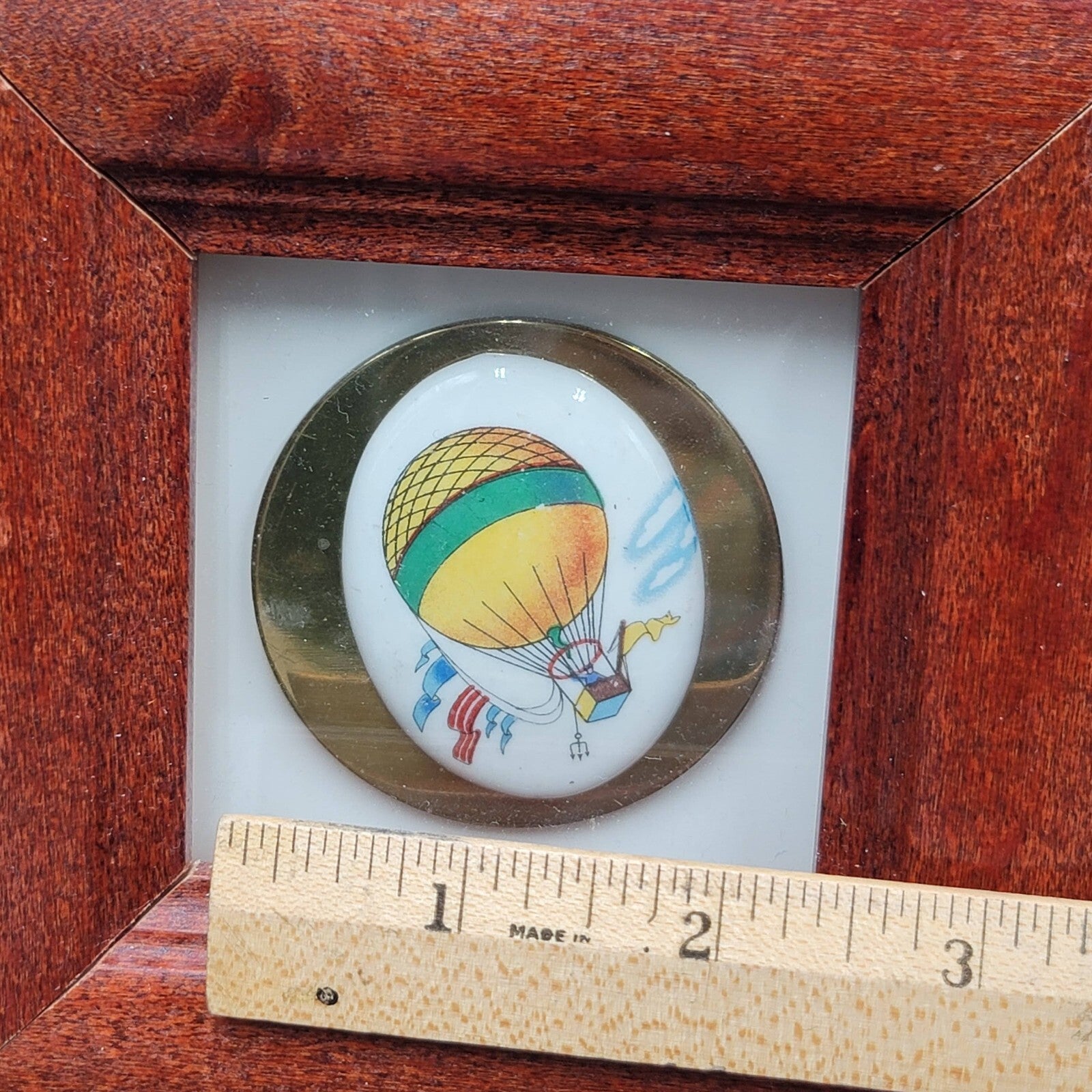 Framed Hot Air Balloons Painted Ceramic Set of 2 Unique