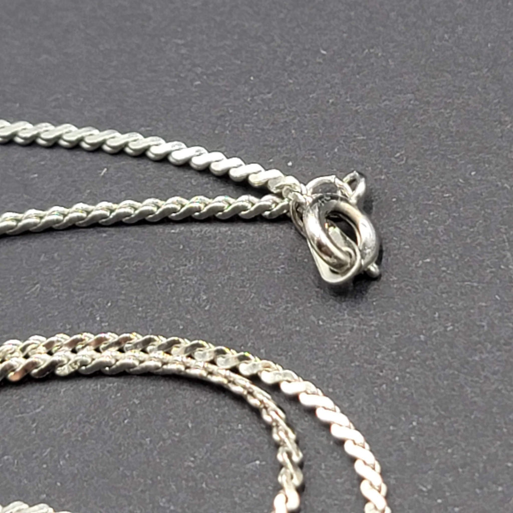 Purple Cats Eye Stone Heart Pendant Necklace Silver tone Serpentine Chain 18"