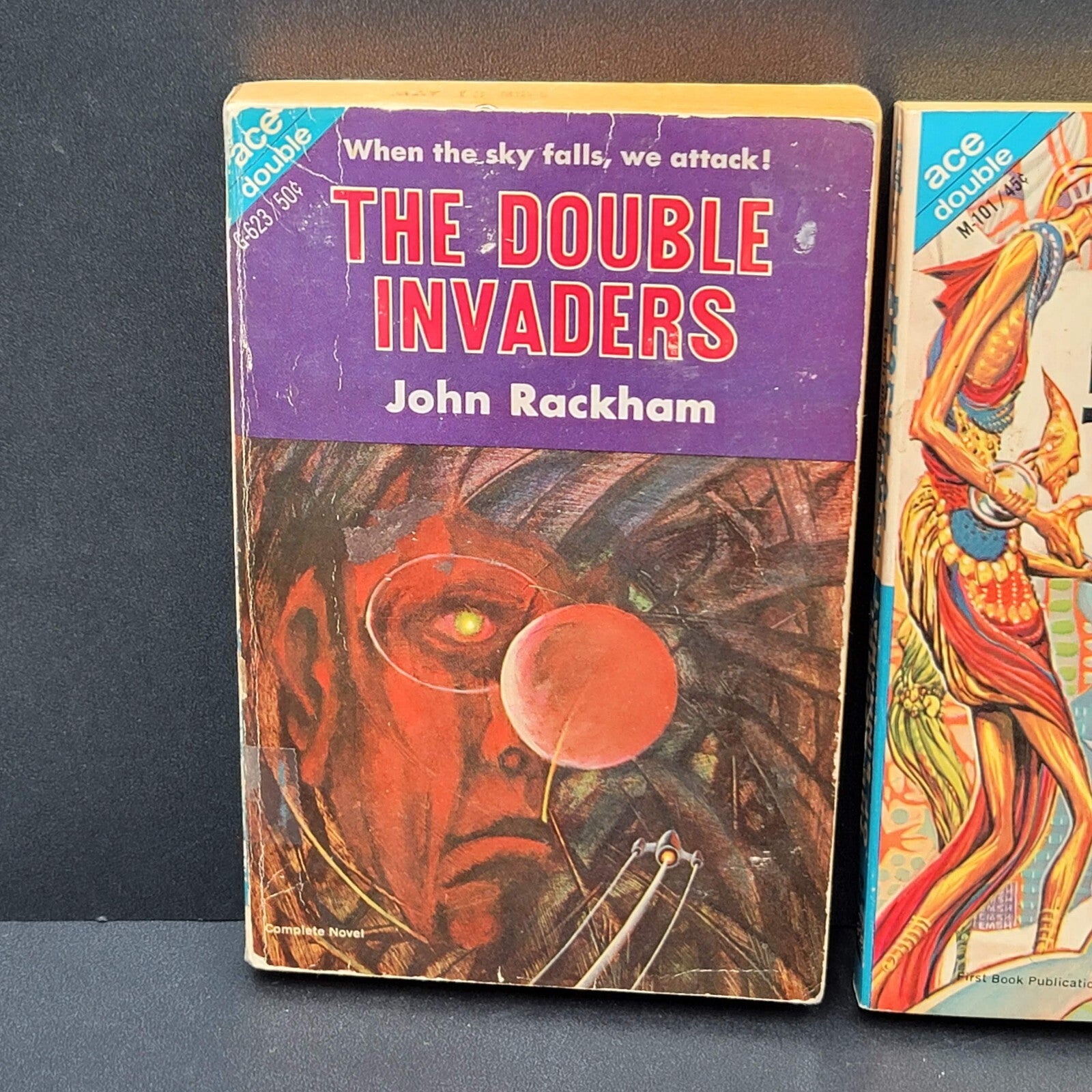 Lot of 2 ACE DOUBLE Leigh Brackett and John Rackham Vintage Science Fiction PPBK