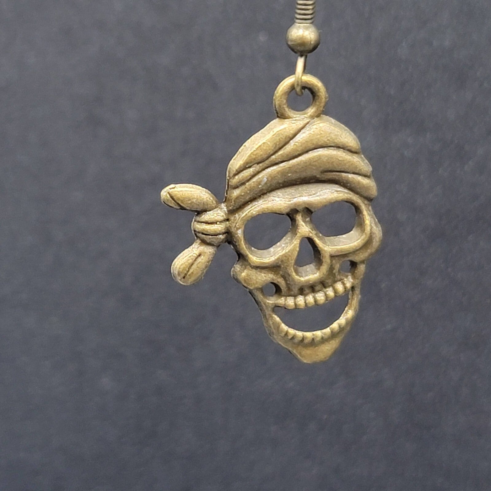 New Pirate Pierced Earrings Bronze tone Dangle 1 1/8"