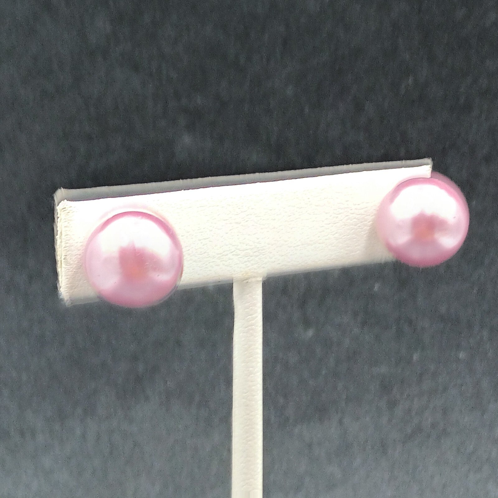 Pierced Earrings Purple Faux Pearl Studs 1/2"