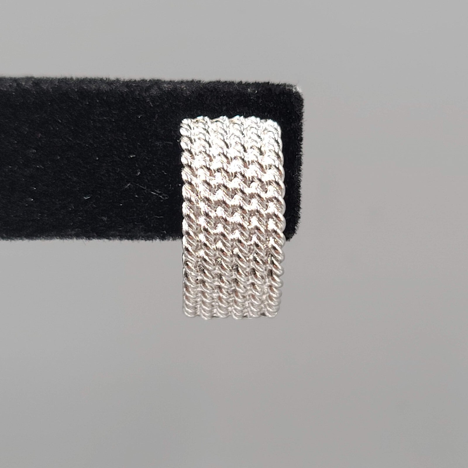 Monet Pierced Earrings Silver Plated Textured Drop 3/4"