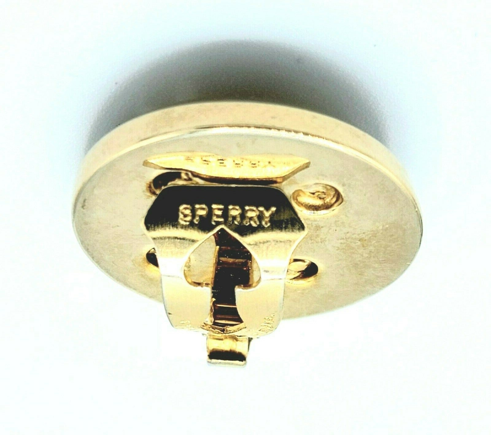 Vintage SPERRY Goldtone Button Style Shoe Clips 1"