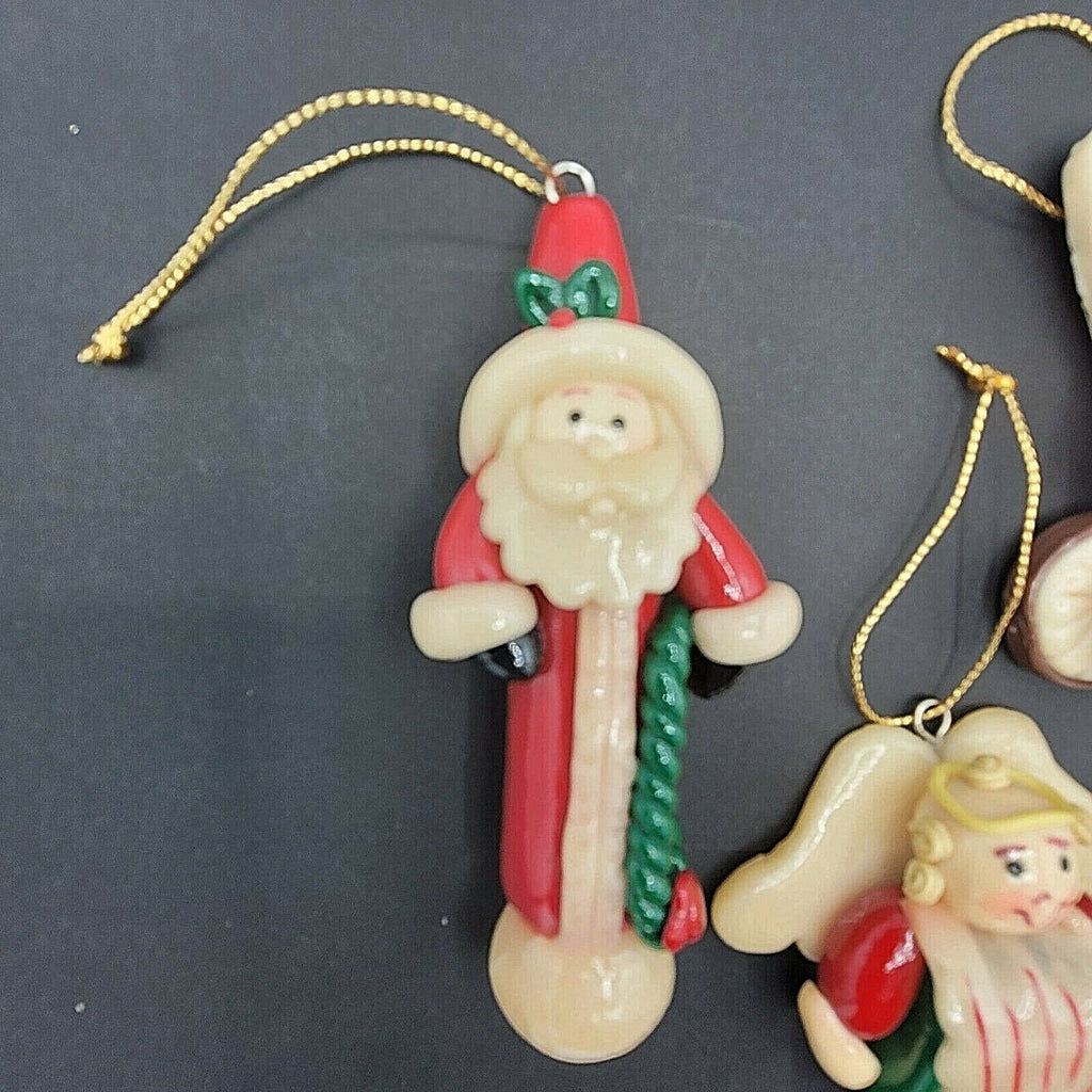 Polymer Clay Christmas Tree Ornaments Lot of 3 Santa Angel Western
