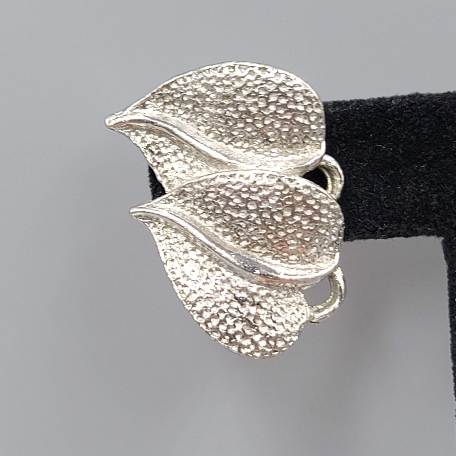 Vintage Clip on Earrings Silver tone Double Drop 1.25"